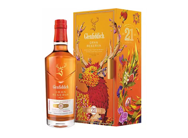 宜昌回收格兰菲迪21年700ml福鹿生花新年装福鹿呈祥新春礼盒装Glenfiddich苏格兰威士忌行情价格