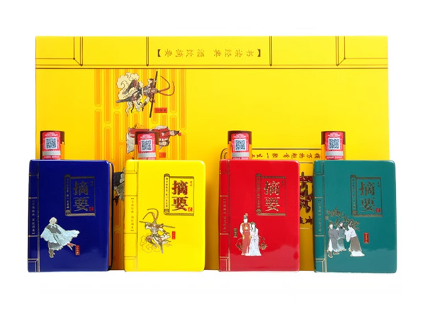 宜昌摘要酒回收摘要四大名著礼盒装53度200ml*4瓶贵州金沙回沙酒